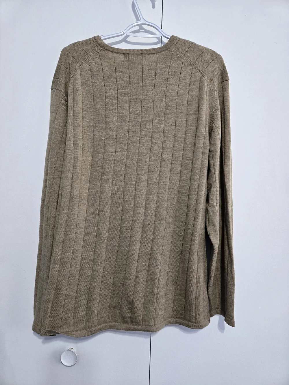 Banana Republic Merino Wool V Neck Sweater XL Tan Rib‎ Knit